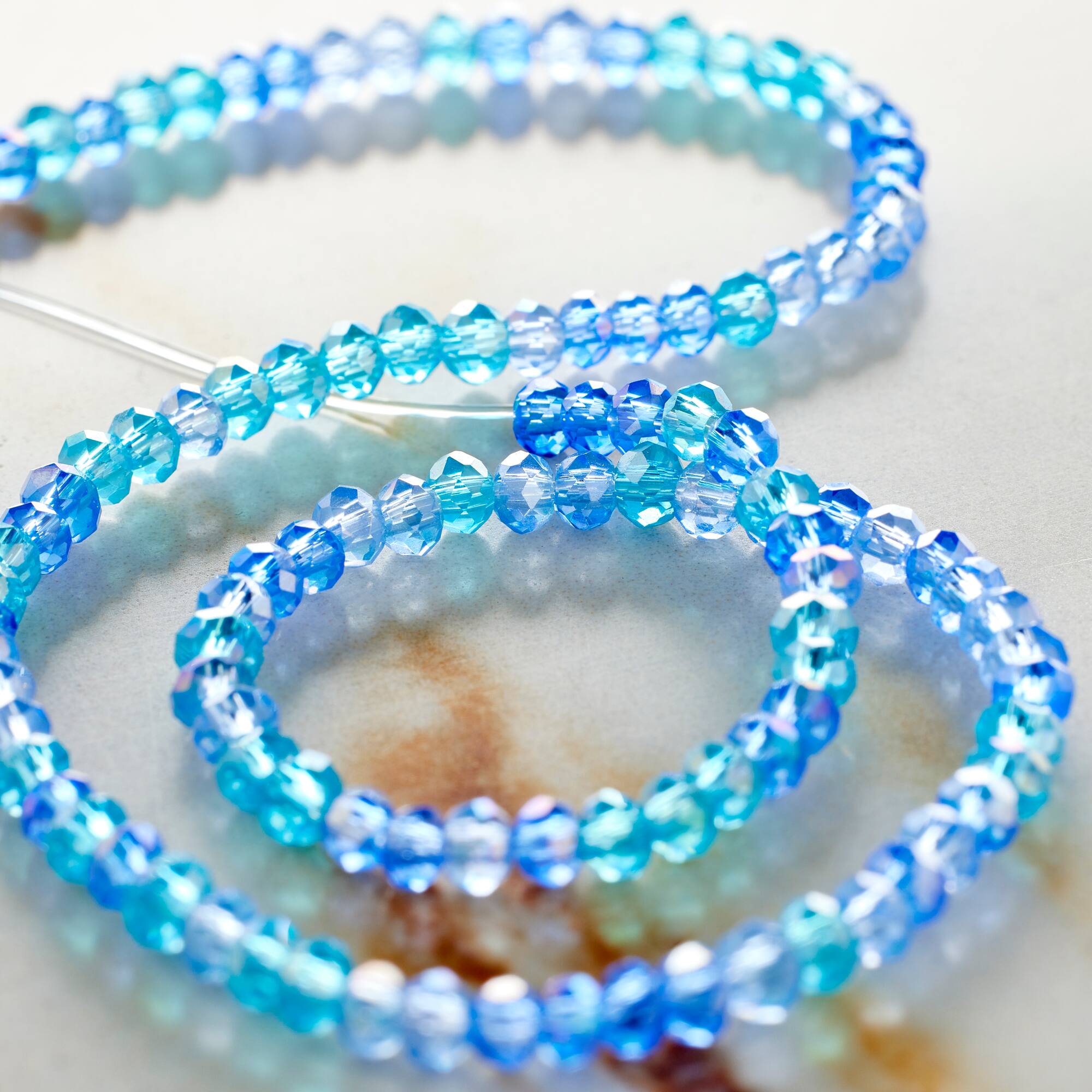 Blue Mix Rondelle Glass Beads, 3mm by Bead Landing™